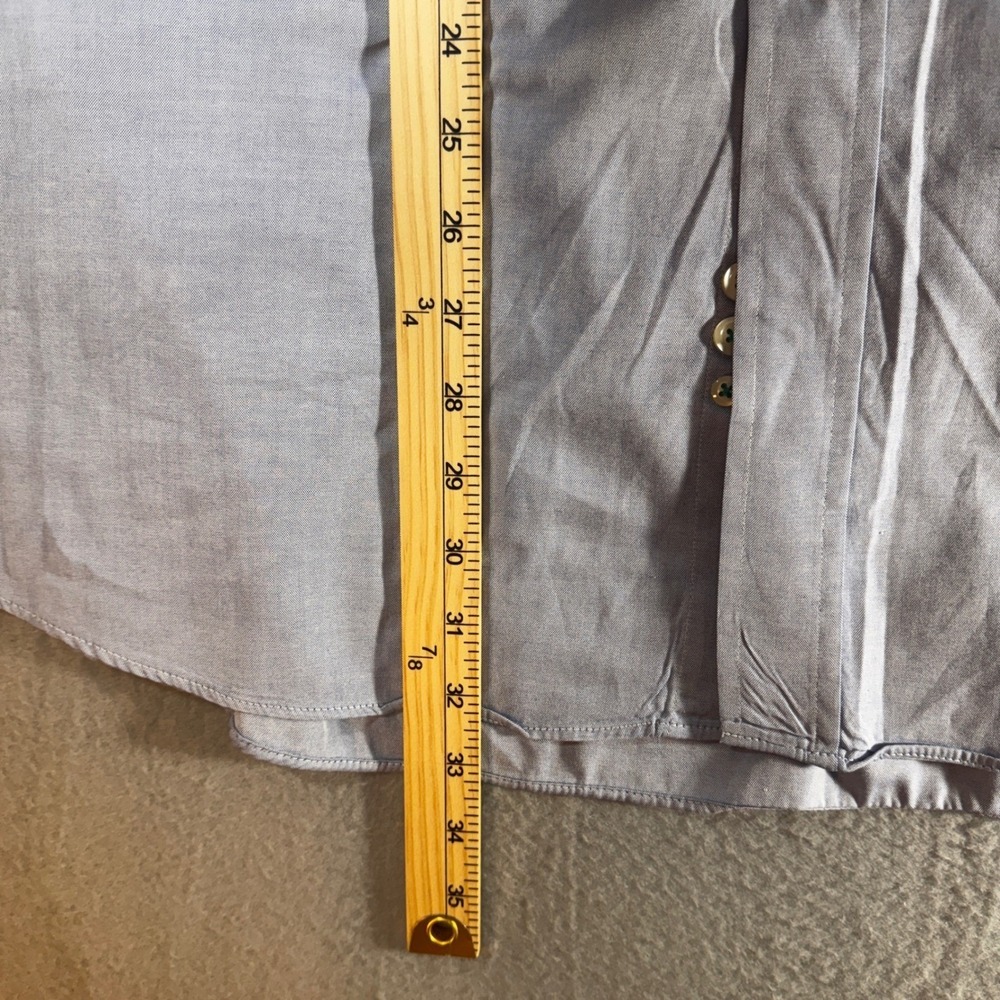 Tommy Hilfiger Mens Dress Shirt 17 36-37 Blue Cotton Button Down Long Sleeve - Picture 4 of 8